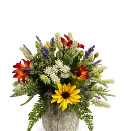 Custom Summer Wildflower Arrangement in Queen Annes Pot