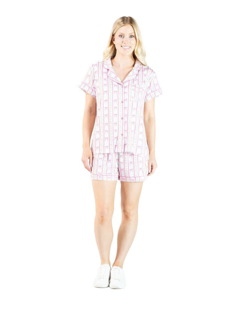 2 Piece Button Bow PJ Set By: Simply Southern