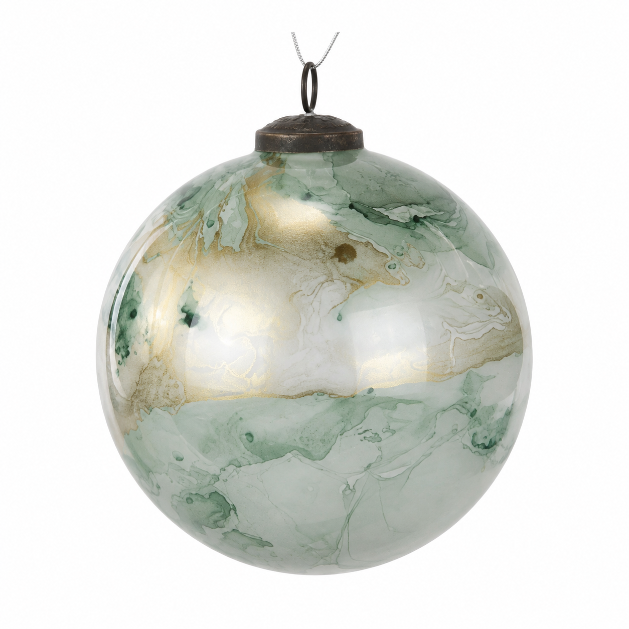 5" Sage Glass Marble Ornament