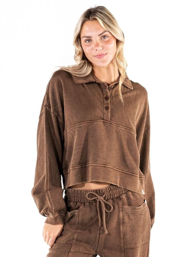 Snap Sepia Pullover by: Simply Southern