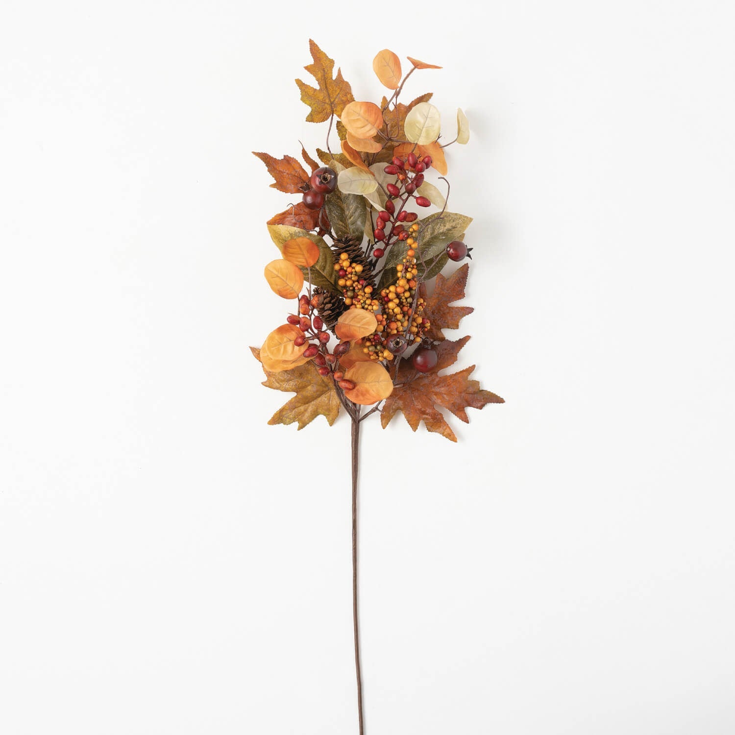 Mixed Leaf Pinecone & Berries Spray