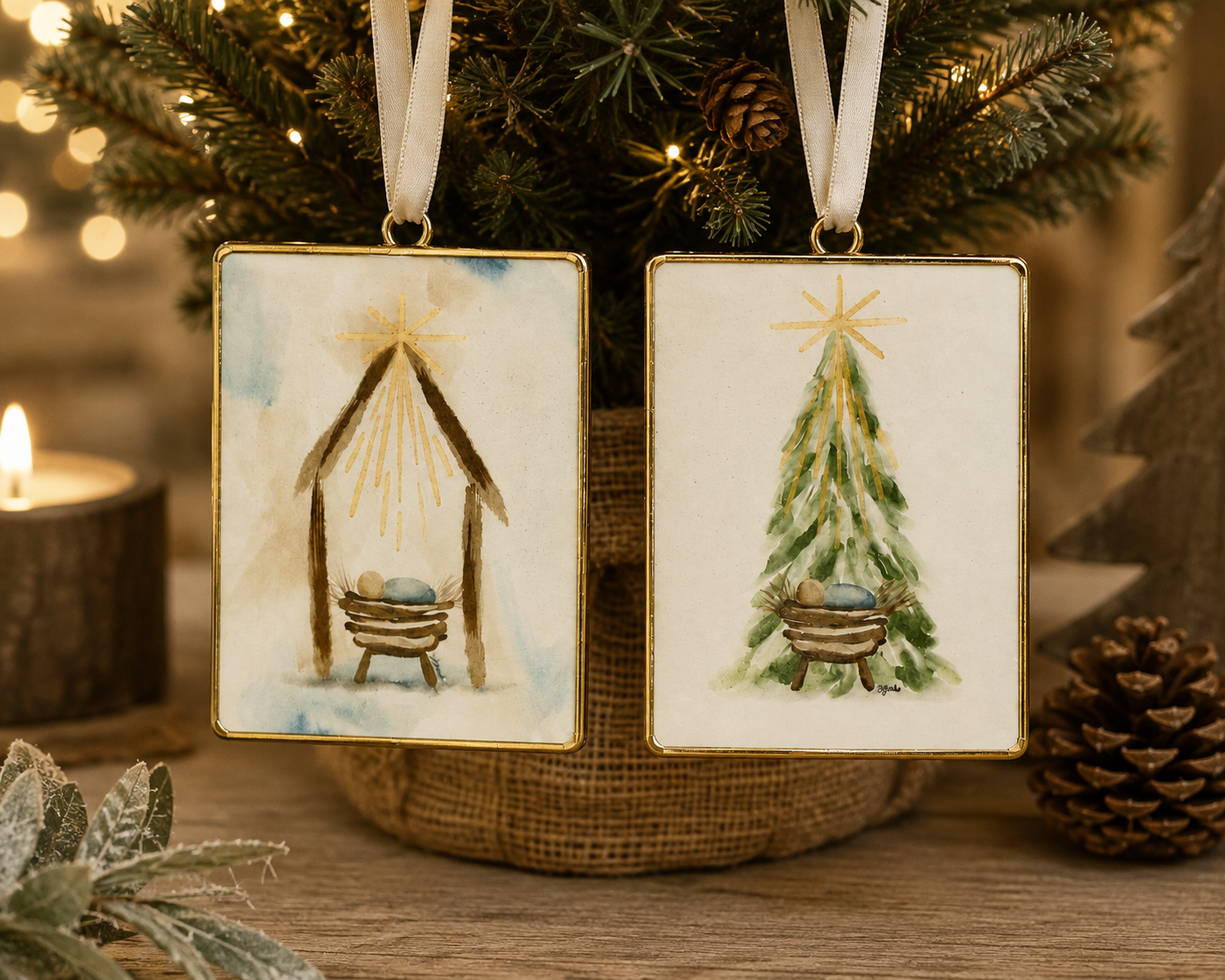 Double Sided Manger Ornament