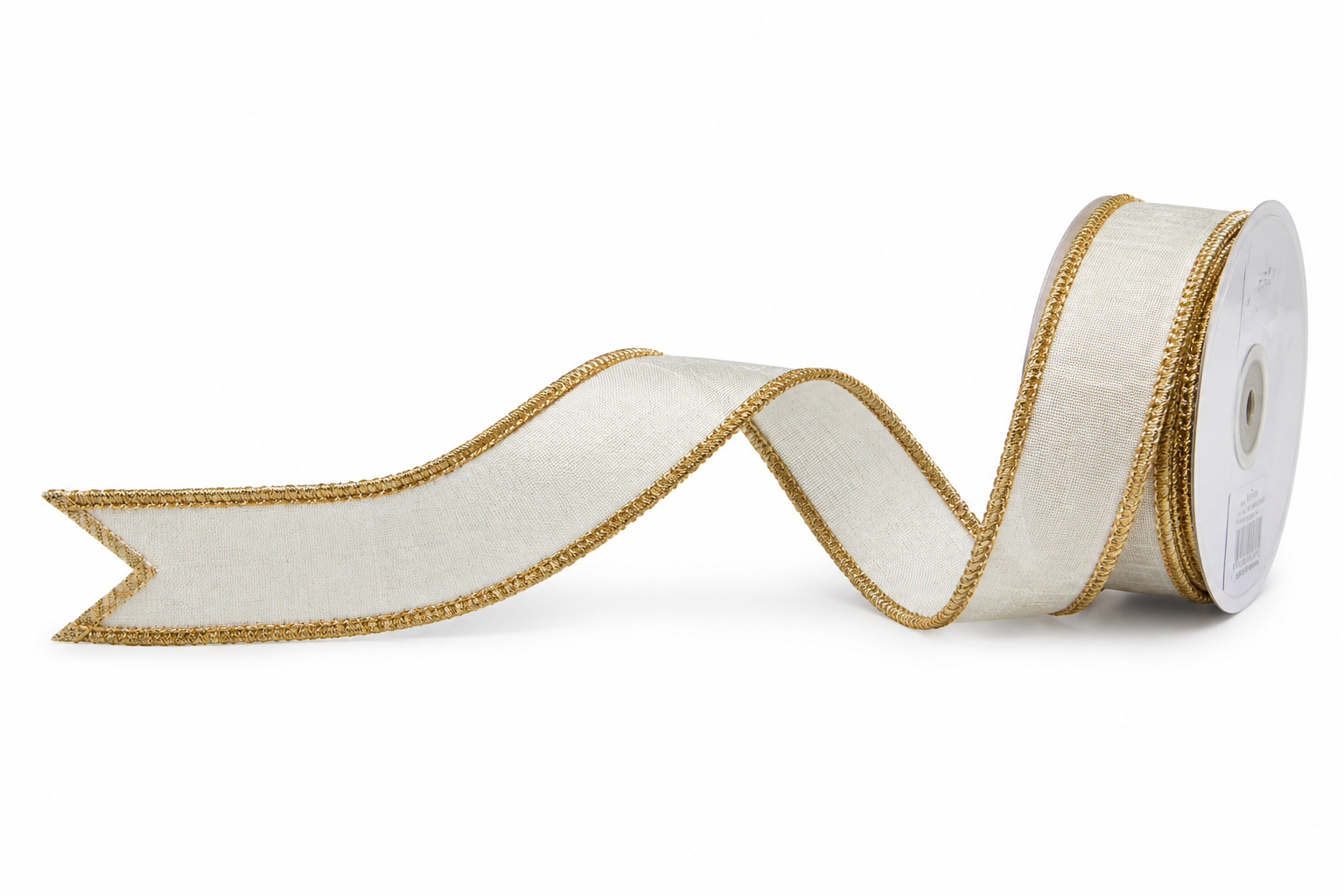 1" x 10 YDS White Gold Wired Ribbon