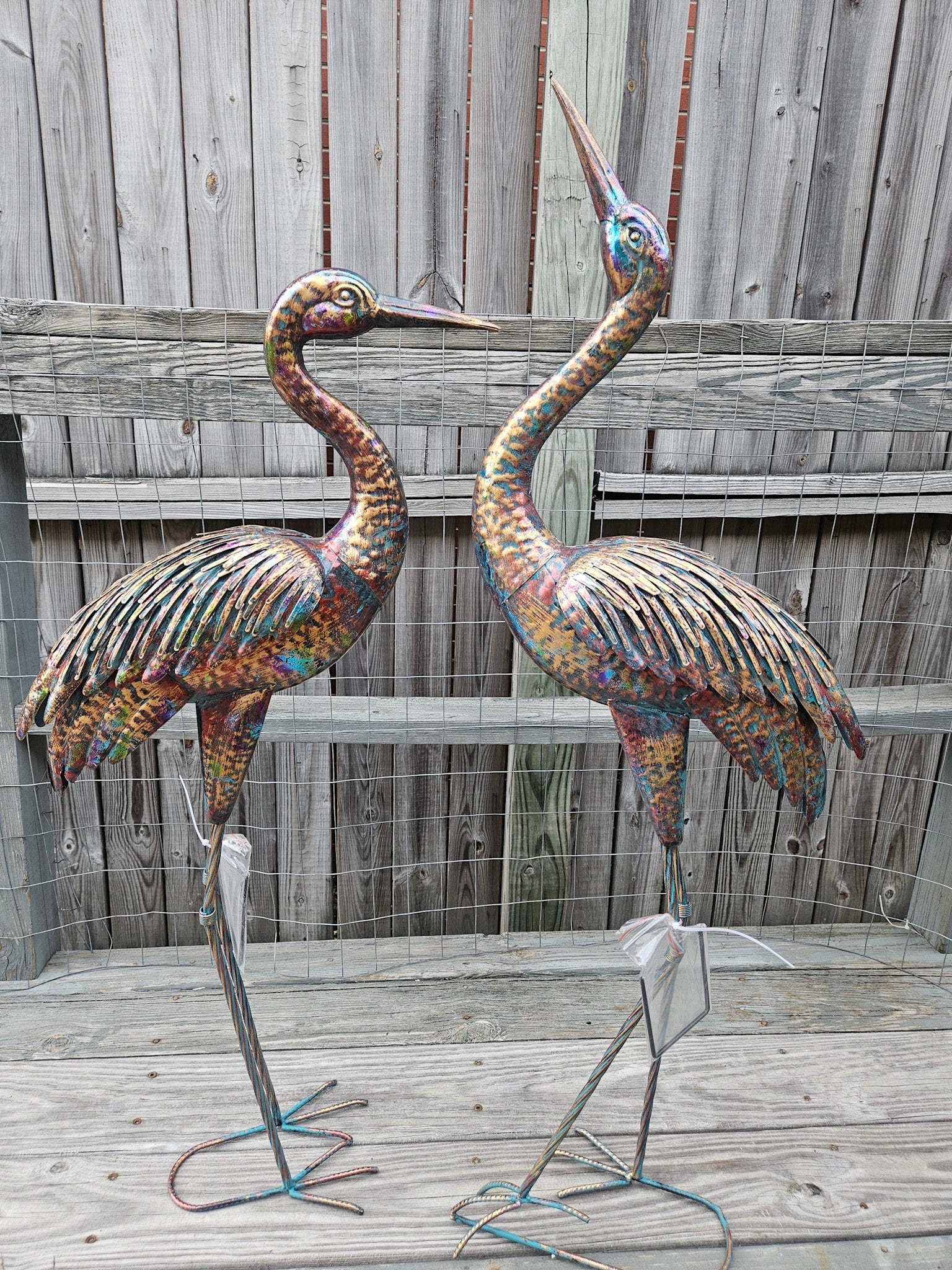 Set of 2 Small Illumine Metal Cranes
