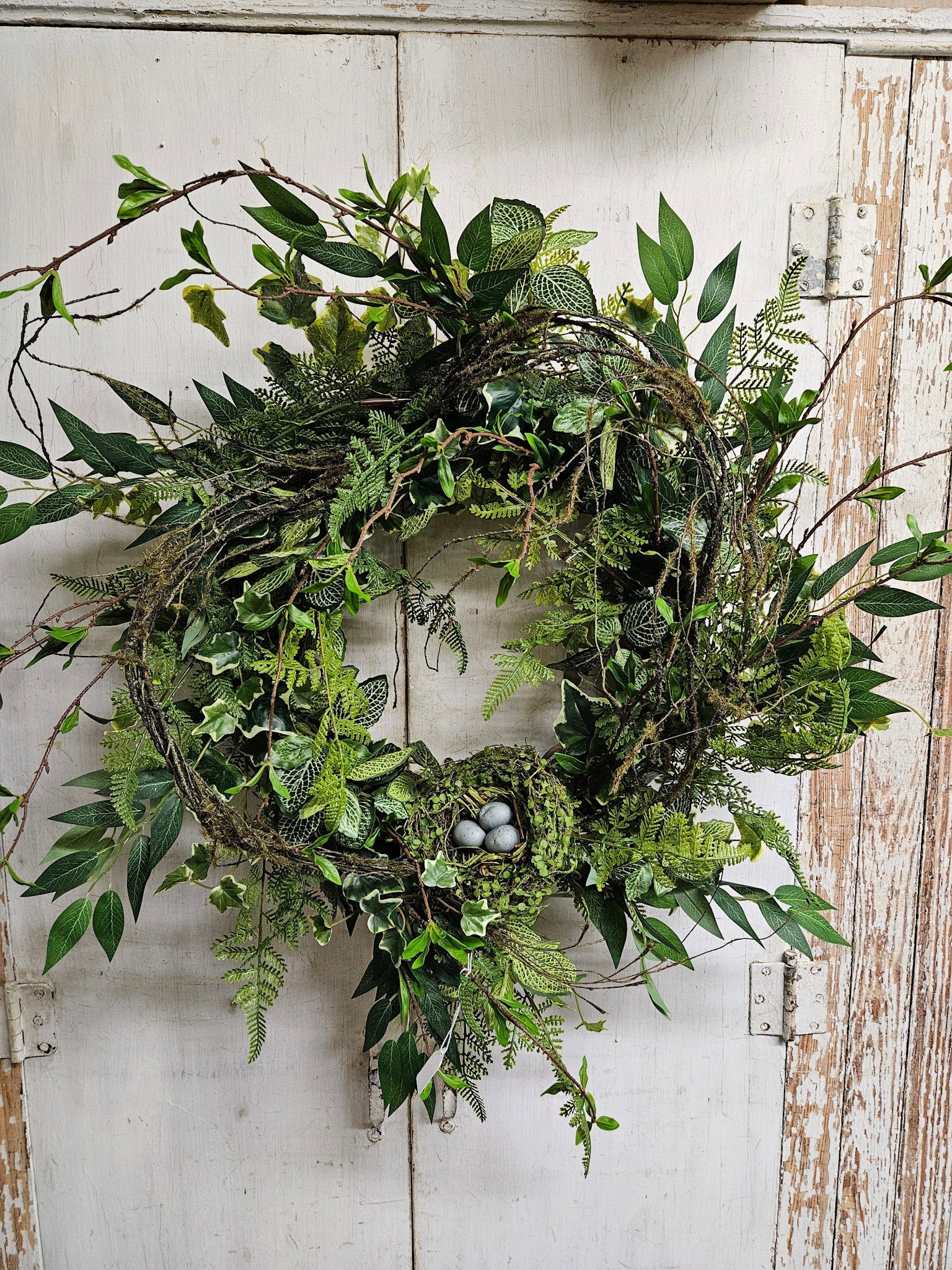 Custom Natural Twig Greenery Nest Wreath