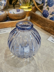 Blue Glass Textured Vase