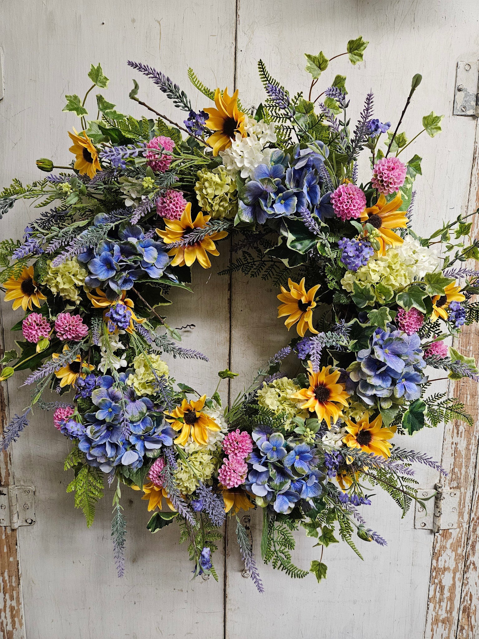 Custom Hydrangea Wildflower Wreath