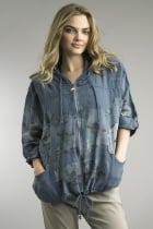 Hooded Floral Zip Jacket by: Tempo Paris (2-Colors)