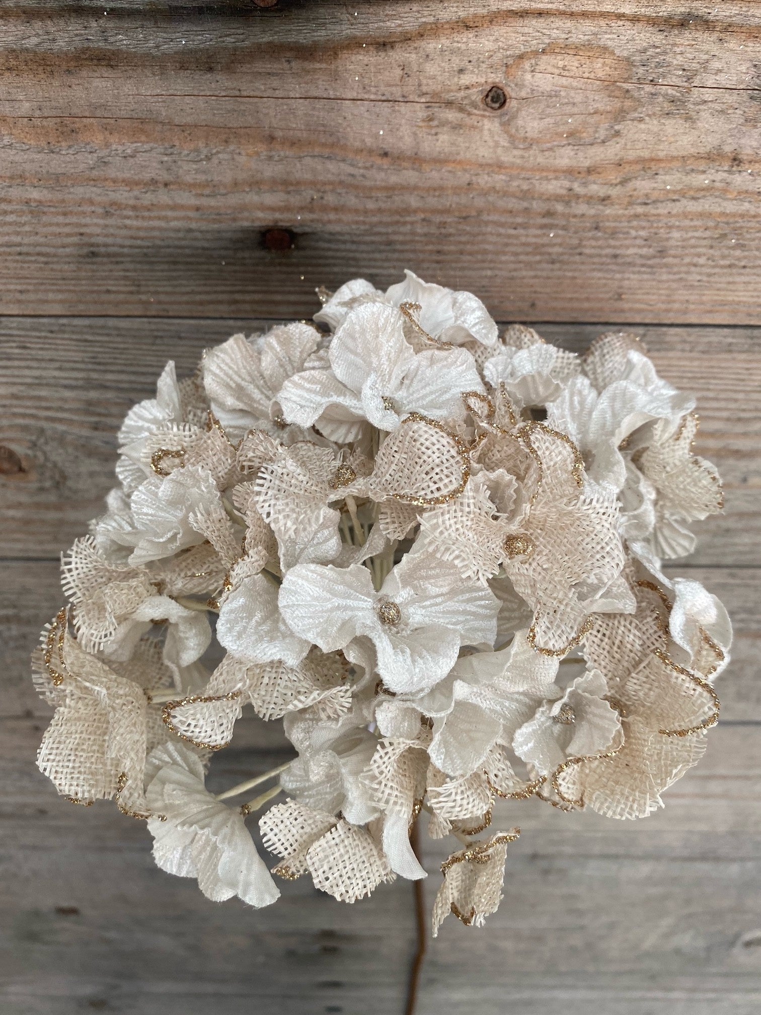 Two-Tone Linen Beaded Hydrangea