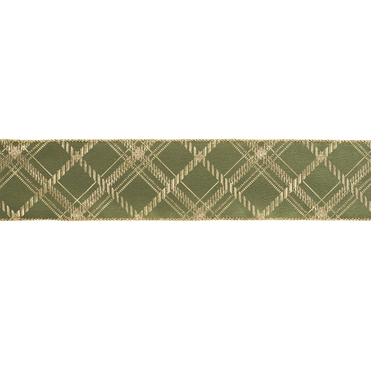 2.5" x 10 Yards Gentleman's Olive Plaid Ribbon