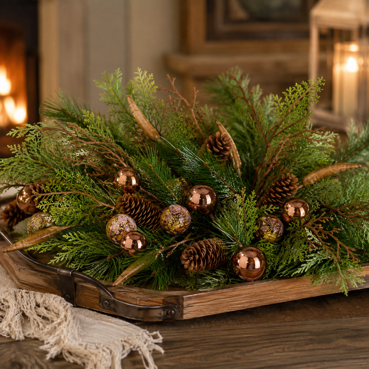 22" Antler Pinecone Spray