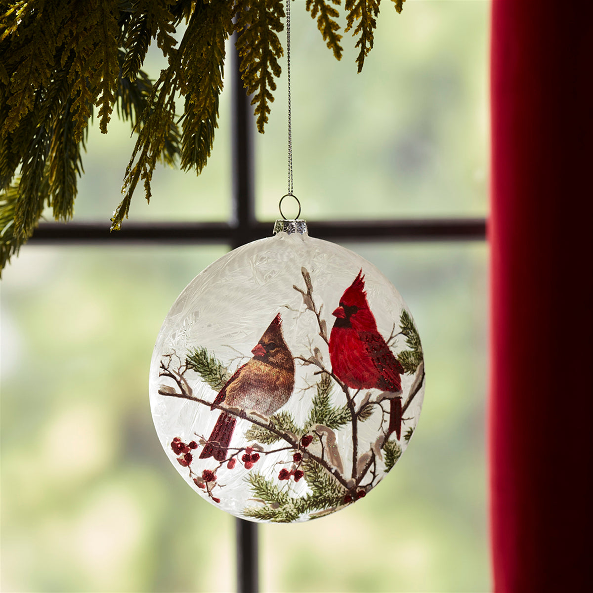5" Double Cardinal Disc Ornament