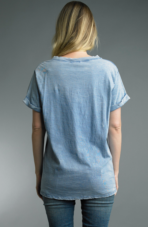 V-Neck Roll Sleeve Tee By: Tempo Paris (5-Colors)