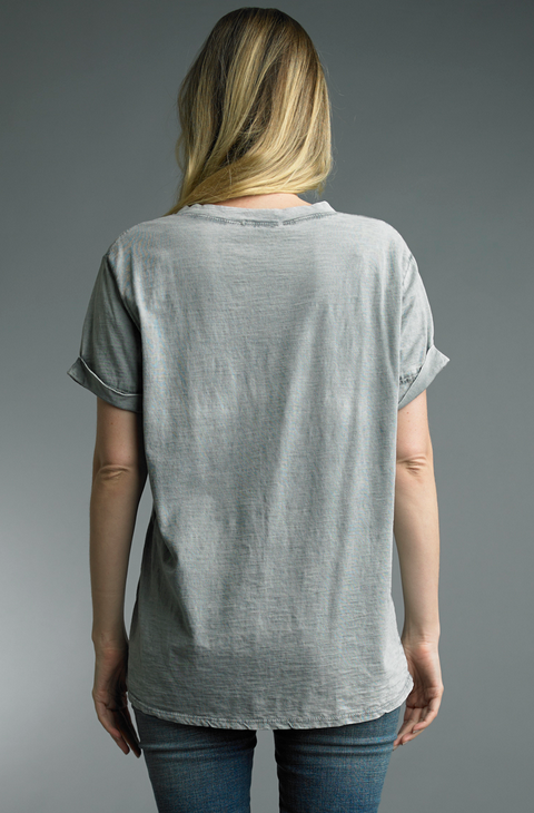 V-Neck Roll Sleeve Tee By: Tempo Paris (5-Colors)