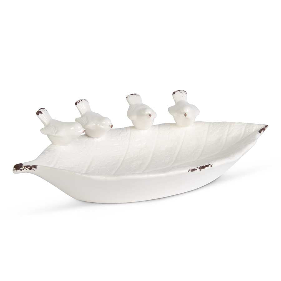 Ceramic Leaf Bowl with Four Birds