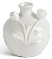 Short White 3-D Floral Ceramic Vase (2-Styles)