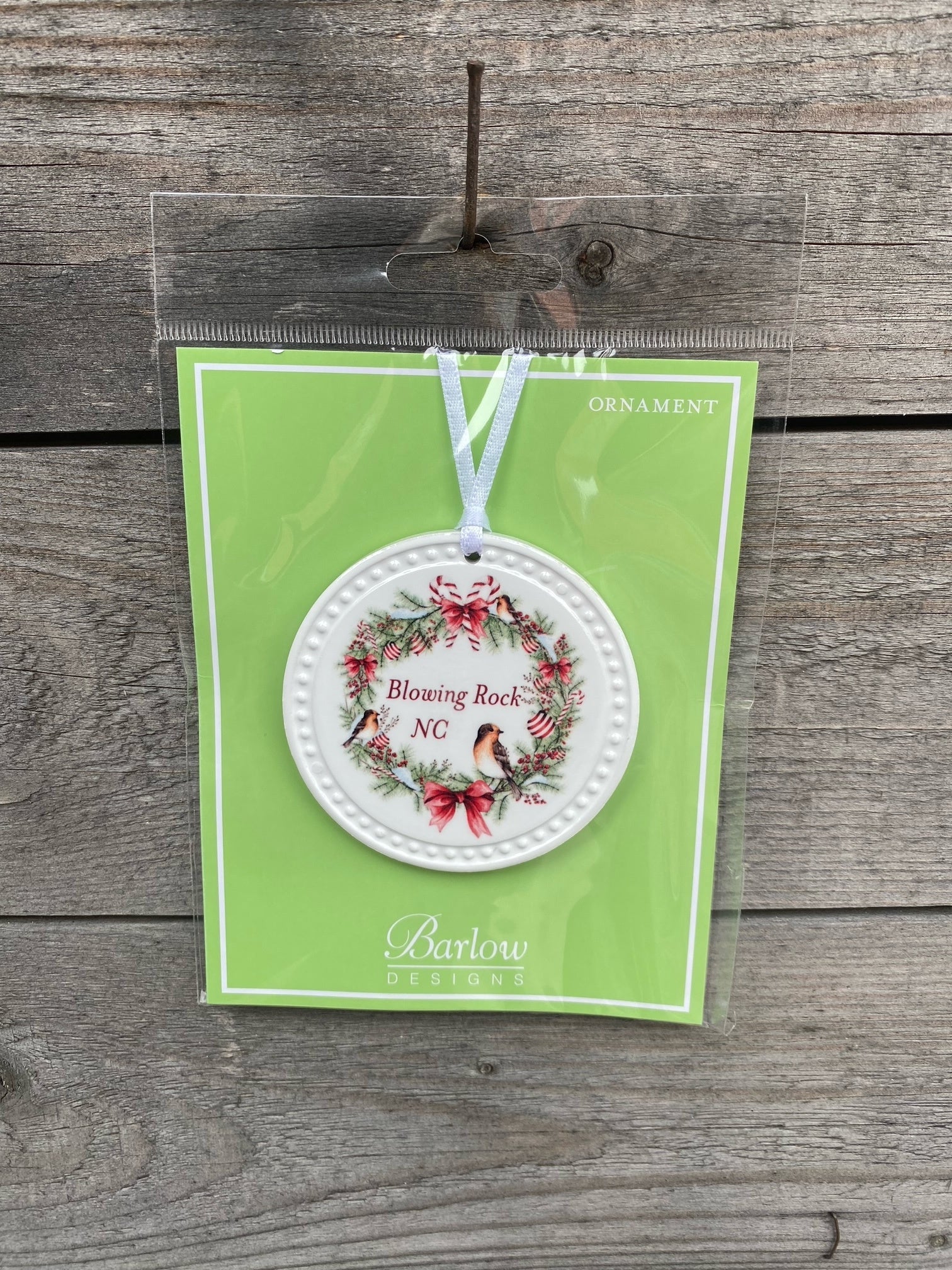 Round White Blowing Rock Ornament (8-Styles)