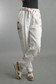 Linen Tie Front Floral Pant by: Tempo Paris