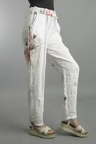 Linen Tie Front Floral Pant by: Tempo Paris