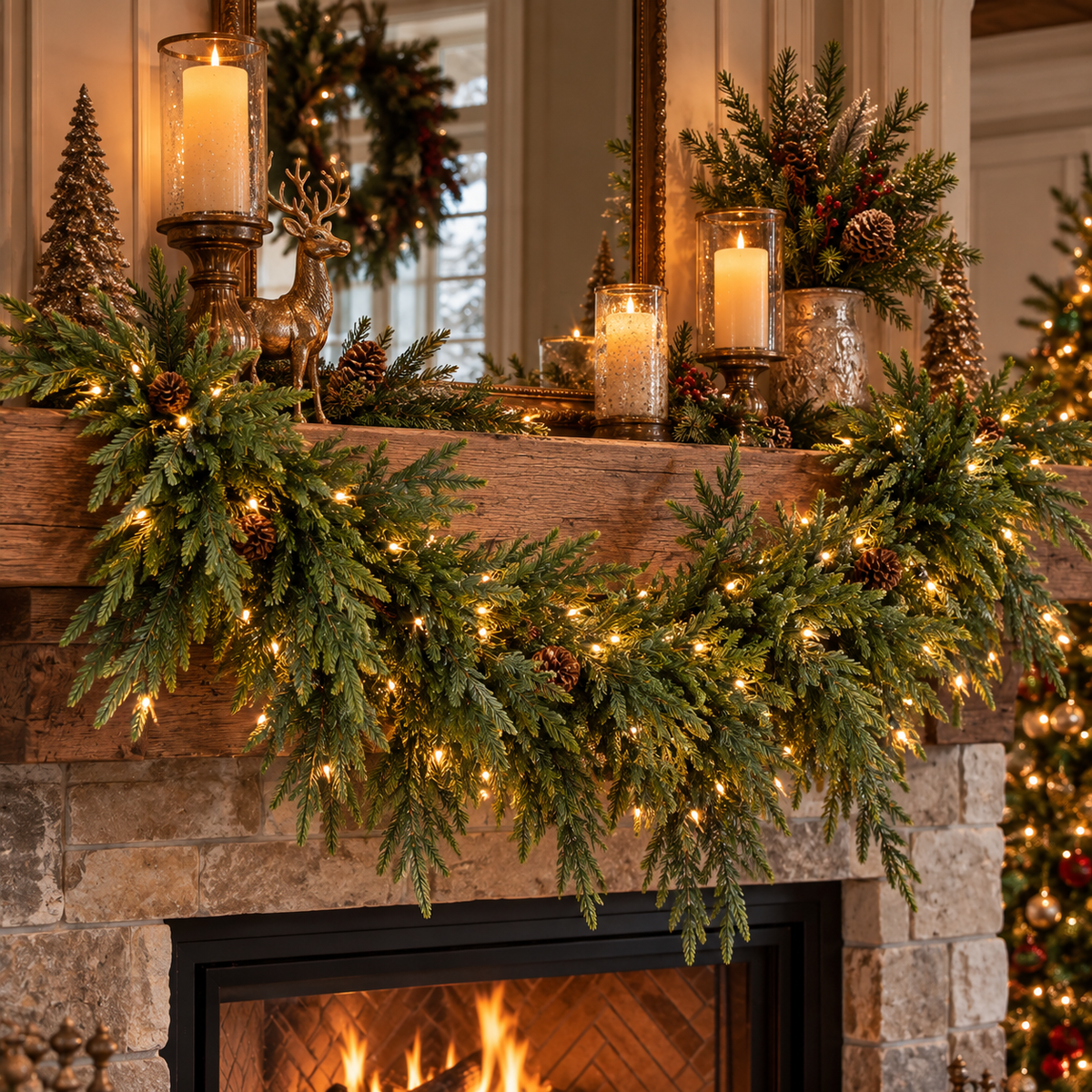 6-ft LED Natural Touch Norfolk Pine Garland