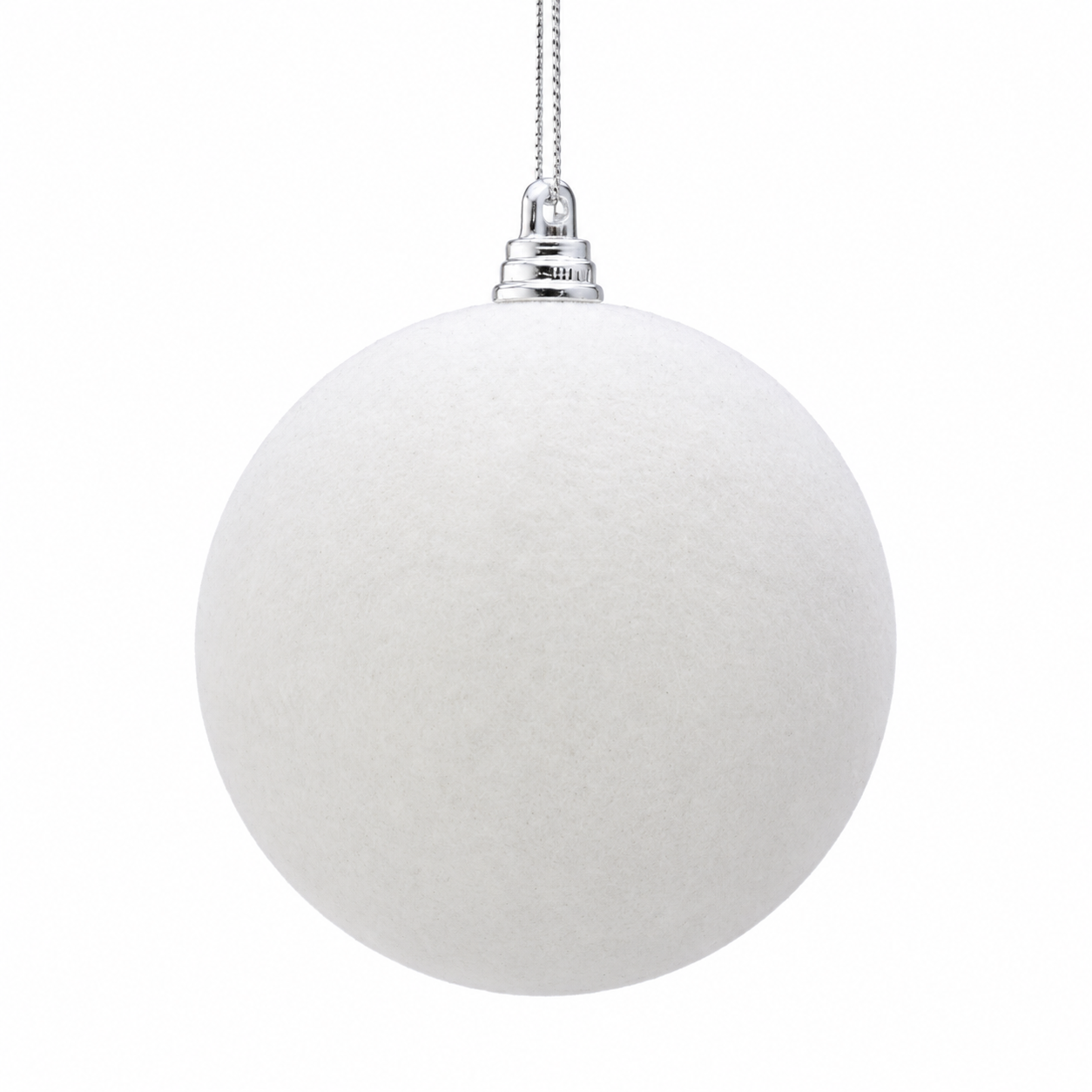 4" White Flocked Ball Ornament