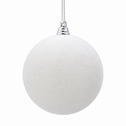 4" White Flocked Ball Ornament