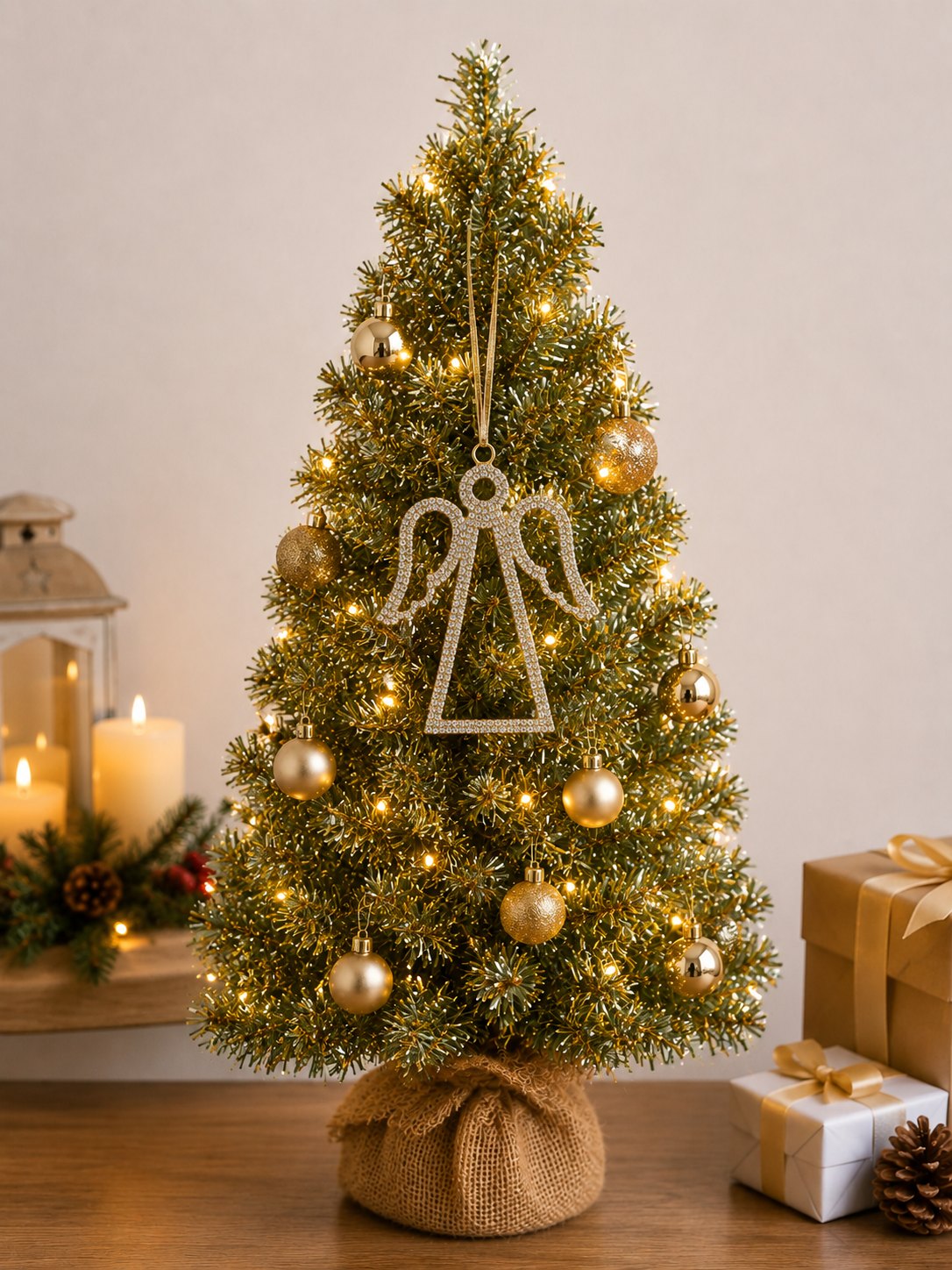 Rhinestone Gold Angel Ornament