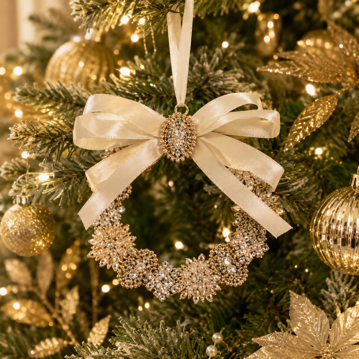 Vintage Brooch Wreath Ornament
