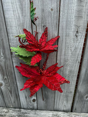 Double Velvet Poinsettia Spray