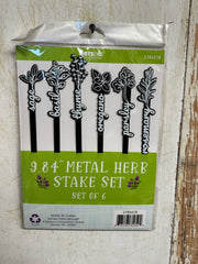 Set of 6 Black Metal Herb Stakes
