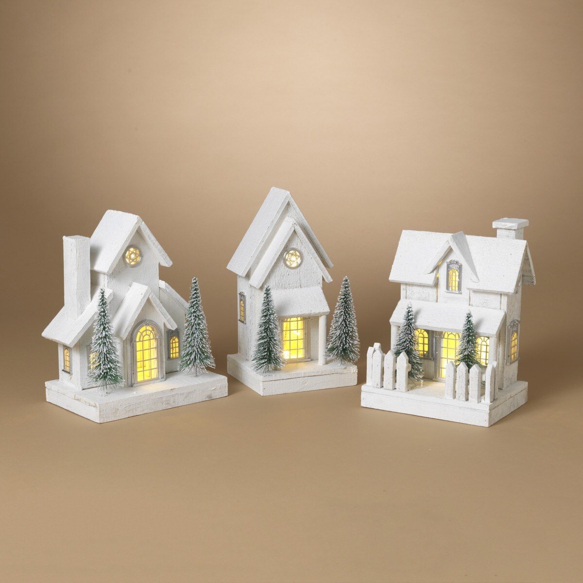 Battery Operated White Cottage Village (3-Styles)