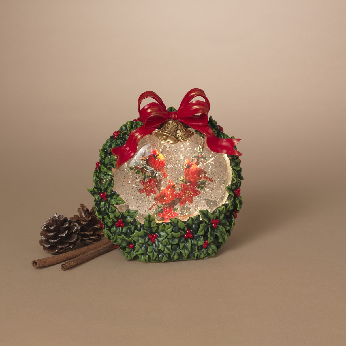 LED Christmas Cardinal Snowglobe