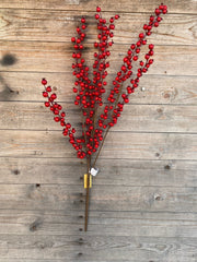 Weather Resistant Red Berry Cluster Branch  DS-11