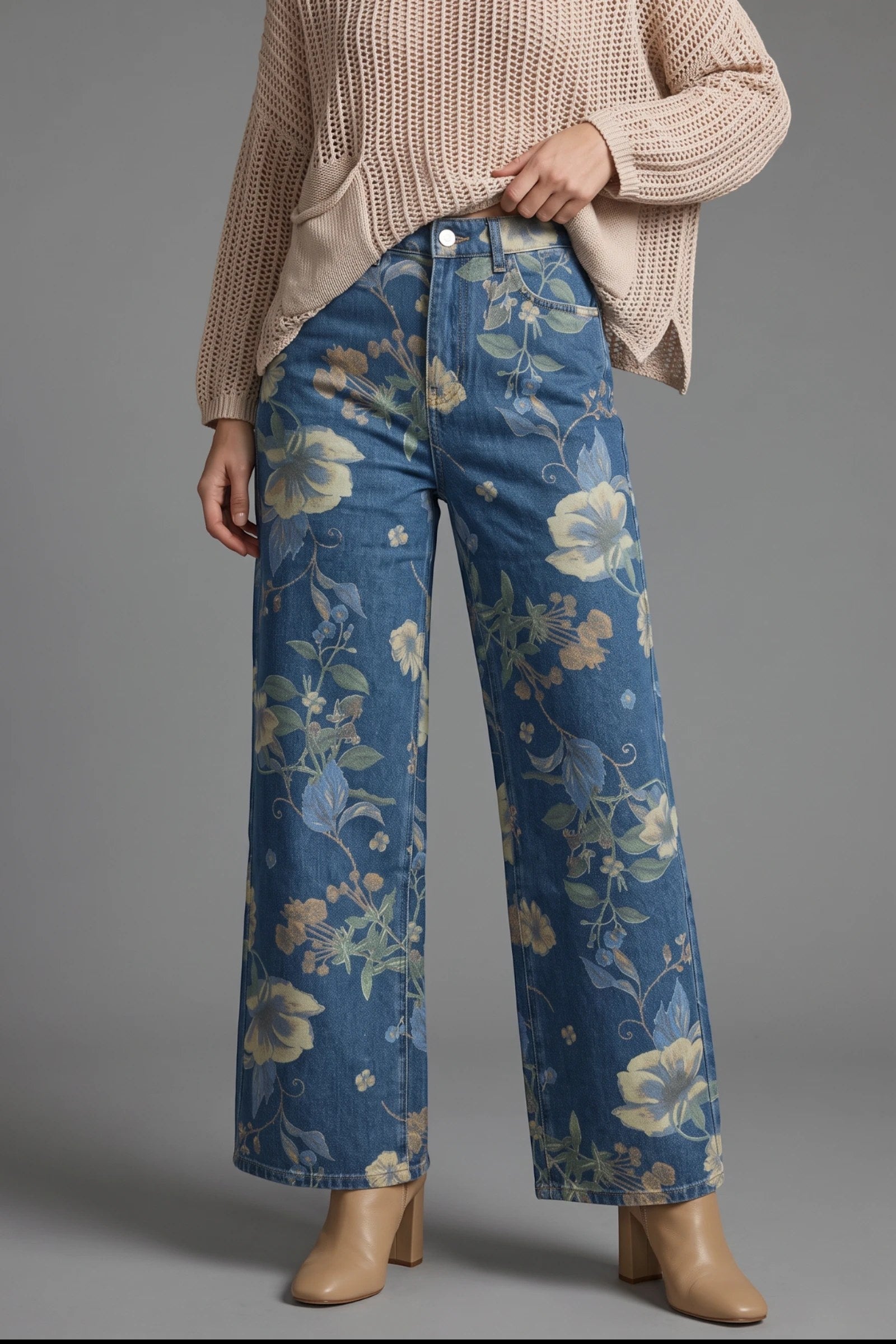 Wide Leg Floral Jean By: Tempo Paris