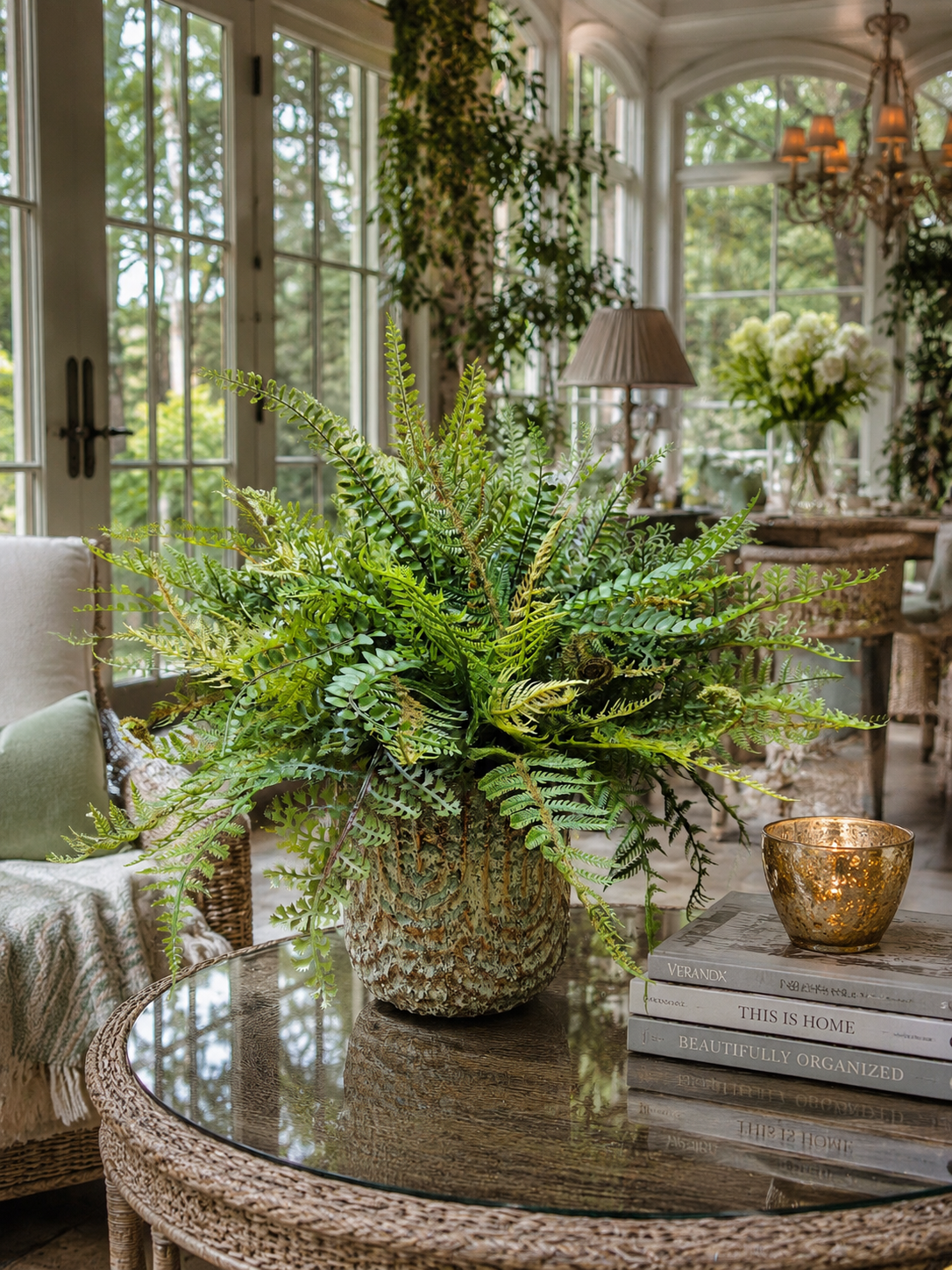 Custom Mixed Fern in Drape Line Container