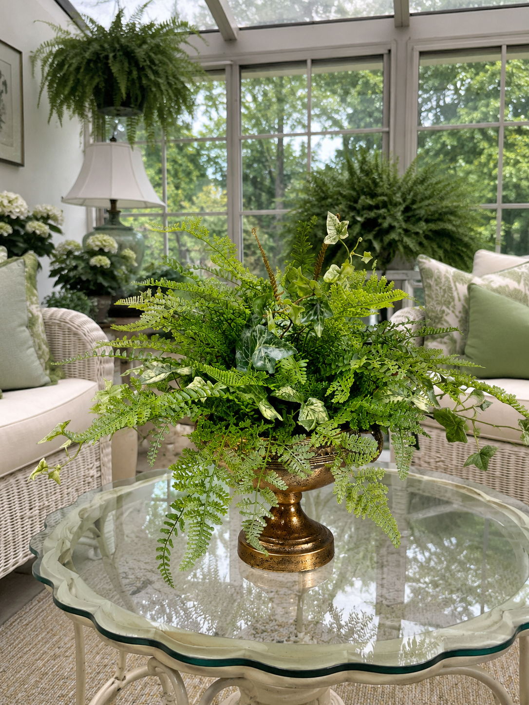 Custom Mixed Fern & Ivy in Tuscan Container