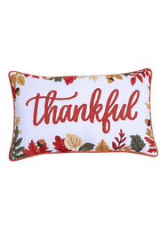 Embroidered Thankful Leaves Pillow