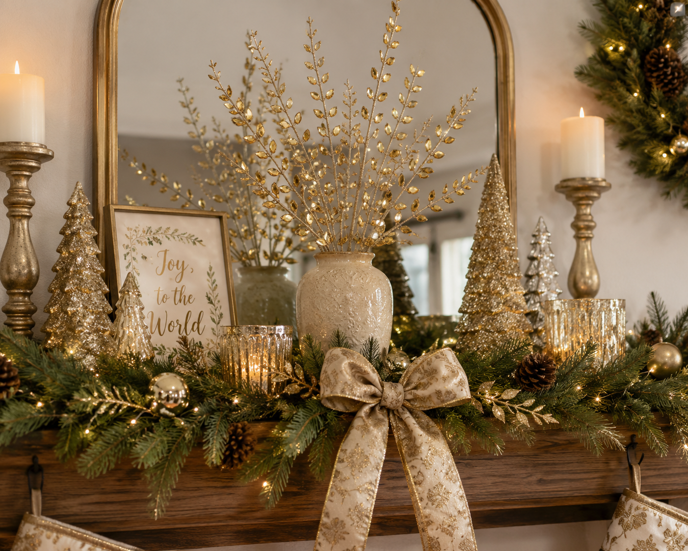 Gold Jeweled Smilax Leaf Spray