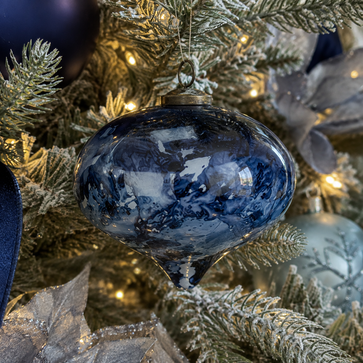 Large Glass Blue Marble Ornament (2-Styles)