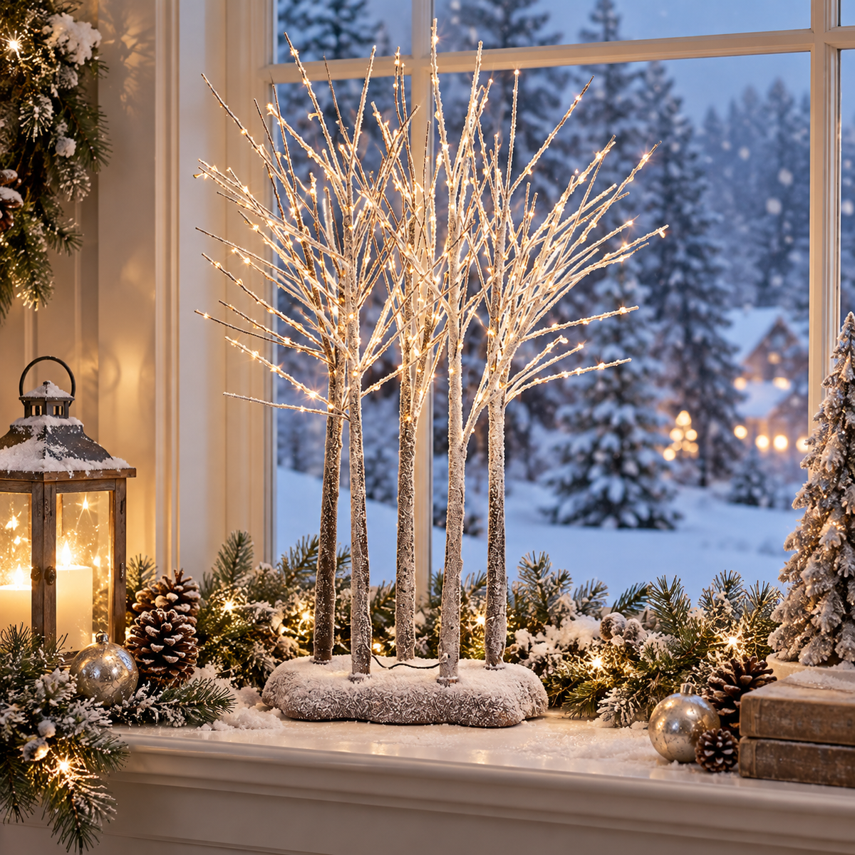 30" LED Snowy Forest Tree Grove