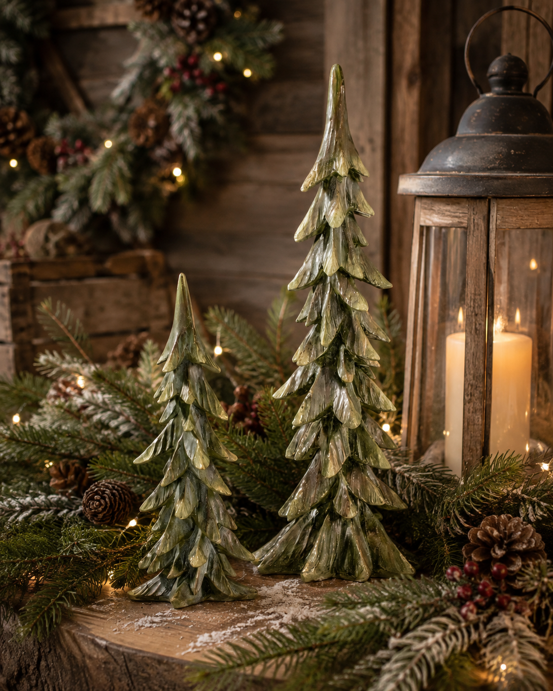 Set of 2 Antiqued Forest Trees