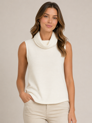 Ribbed Knit Sleeveless Turtleneck Top (2 Colors)
