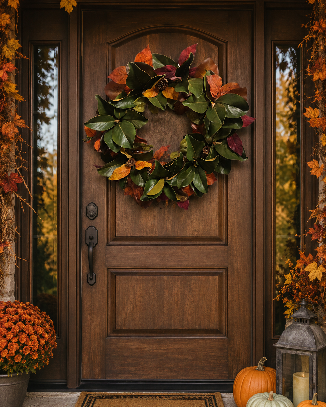Custom Mixed Fall Magnolia Wreath Base