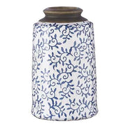 White Crackle Vase With Blue Vines (2-Sizes)
