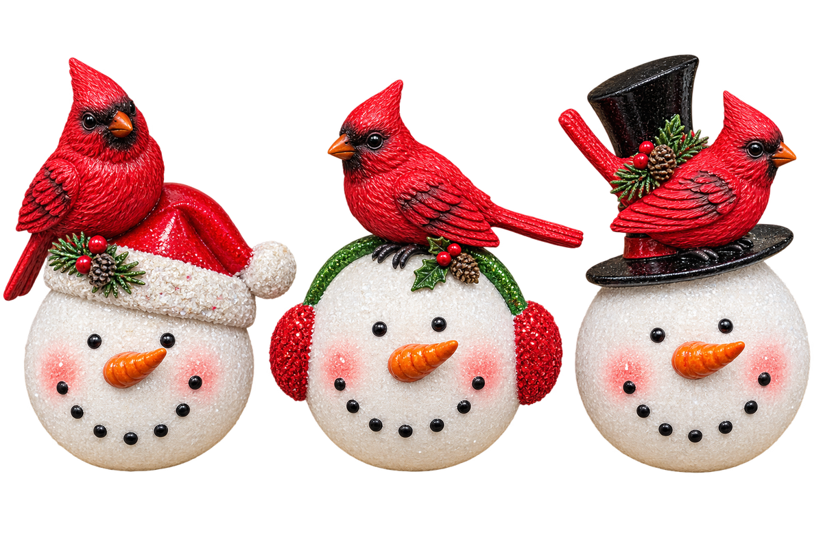 Snowman Head w/ Cardinal (3-Styles)