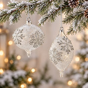 Glass Frosted Snowflake Ornament (2-Styles)