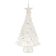 7.25" White Glitter Tree Ornament