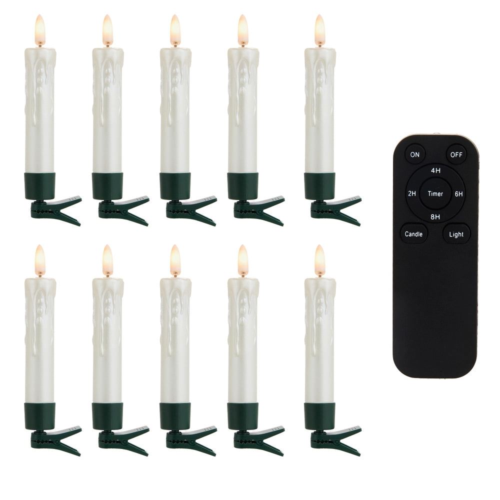 Set of 10 Clip On 5" Pearlescent Candles w/ Remote