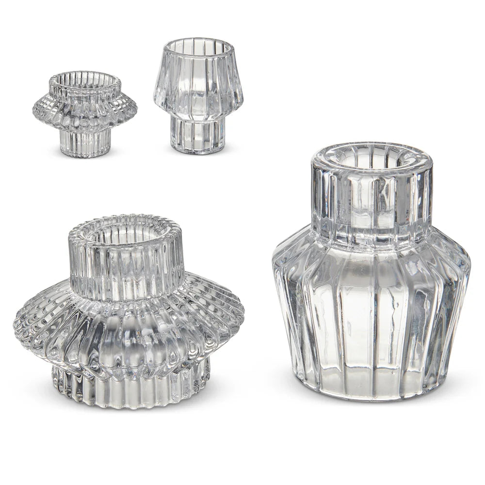 Reversible Glass 3" Vintage Candle Holder (2-Styles)
