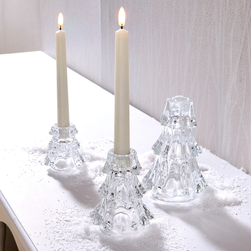 Set of 3 Clear Tree Candle Holders